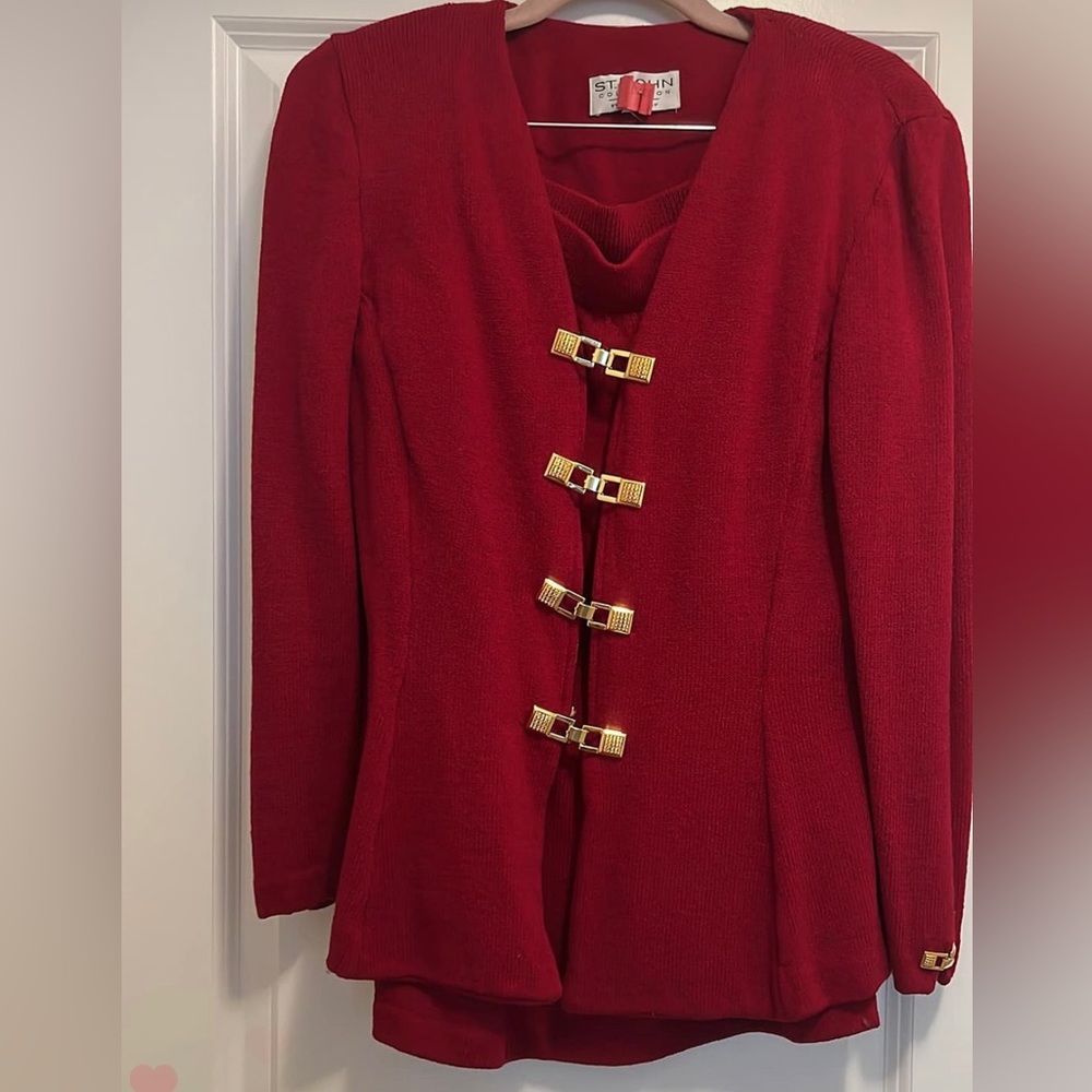 Red St. John Knit 2pc suit